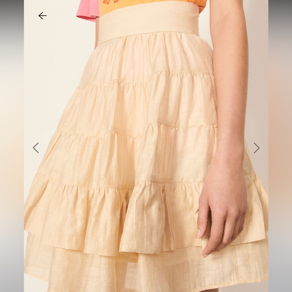 SANDRO| Beige Ruffled Skirt - Picture 4 of 12